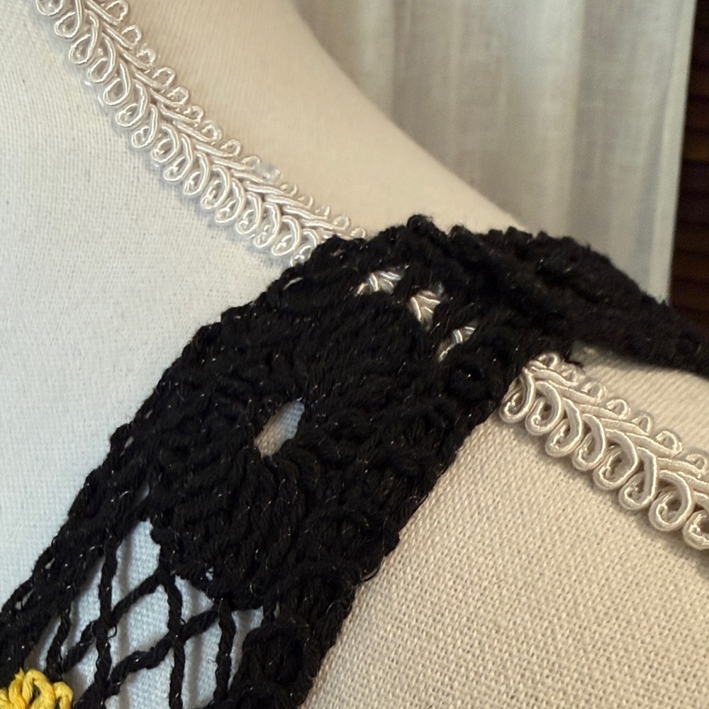 Floral Crochet Crop Top in Black and Yellow - Picture 9 of 14